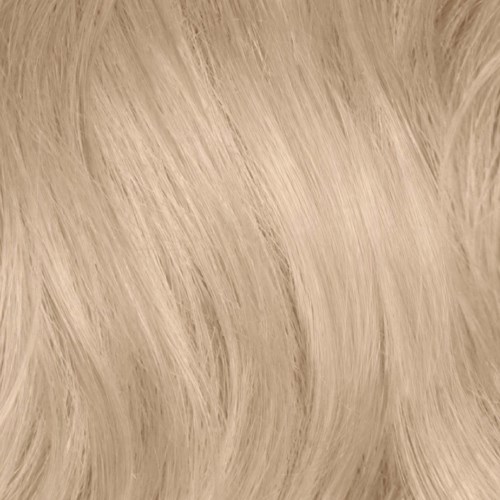 Närbild av långt, blont hår. Mjuk textur, flödande hårstrån, ljus färg, skinande och slät yta.