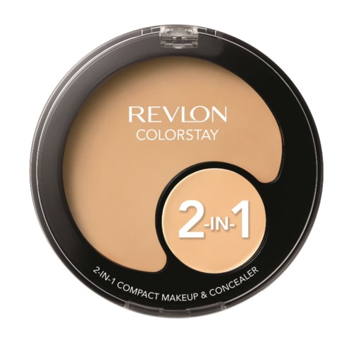 Revlon ColorStay 2-i-1 kompakt makeup og concealer i sort cirkulært etui.