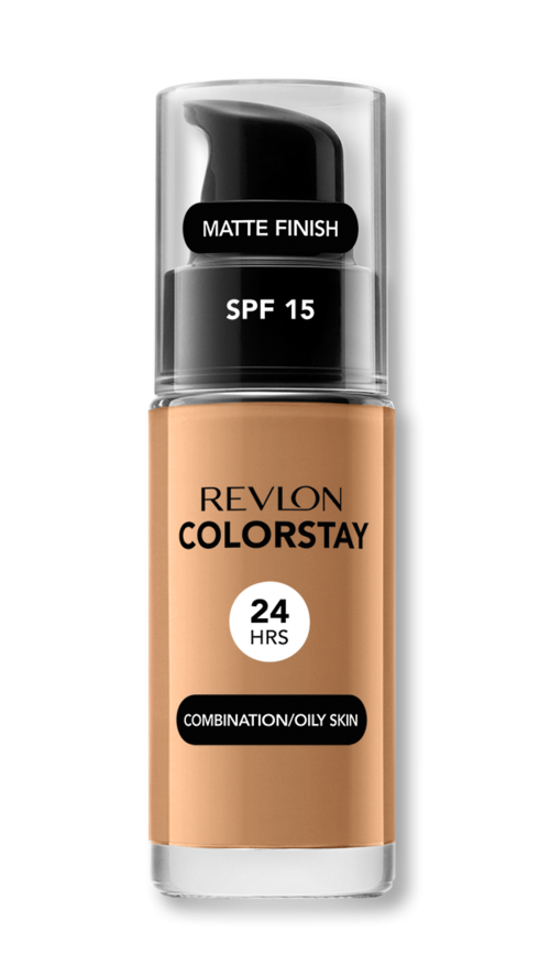 Revlon ColorStay flytande foundation med SPF 15 för blandat eller fet hud, matt finish, 24 timmars hållbarhet.