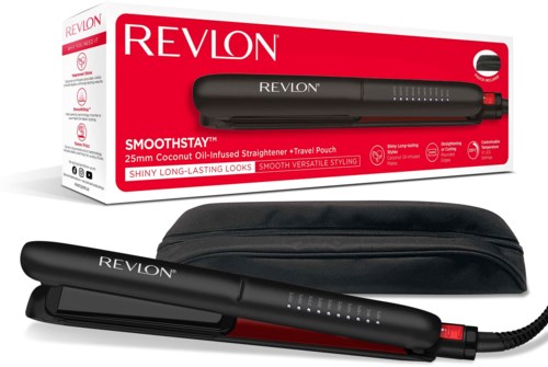 Выпрямитель для волос Revlon Smoothstay Coconut Oil RVST2211PE, керамико-турмалиновое покрытие, чёрный — фото 4