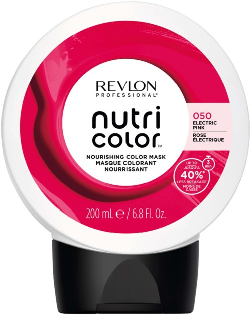 Revlon Nutri Color i rosa med svart lock, 200 ml, för vårdande hårfärgbehandling.