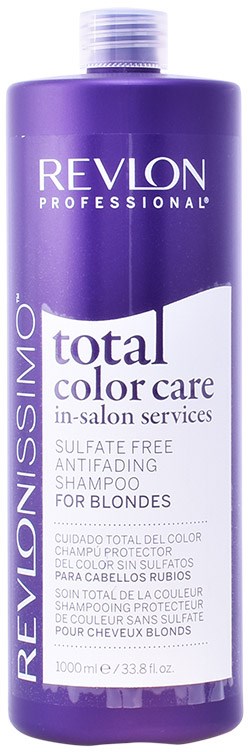 Lila schampoburk med Revlon Professional-märke för blondiners färgvård.