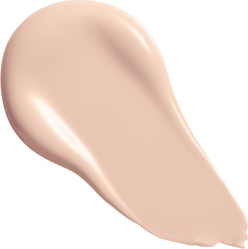 Een gladde, beige vloeibare foundation in een druppelvorm.