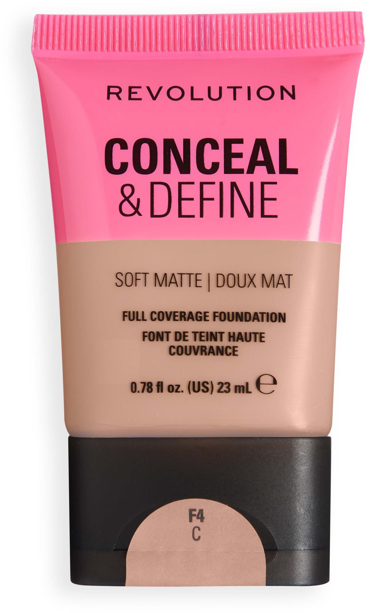 Revolution Beauty London Conceal and Define Soft Matte Tube Foundation F4C