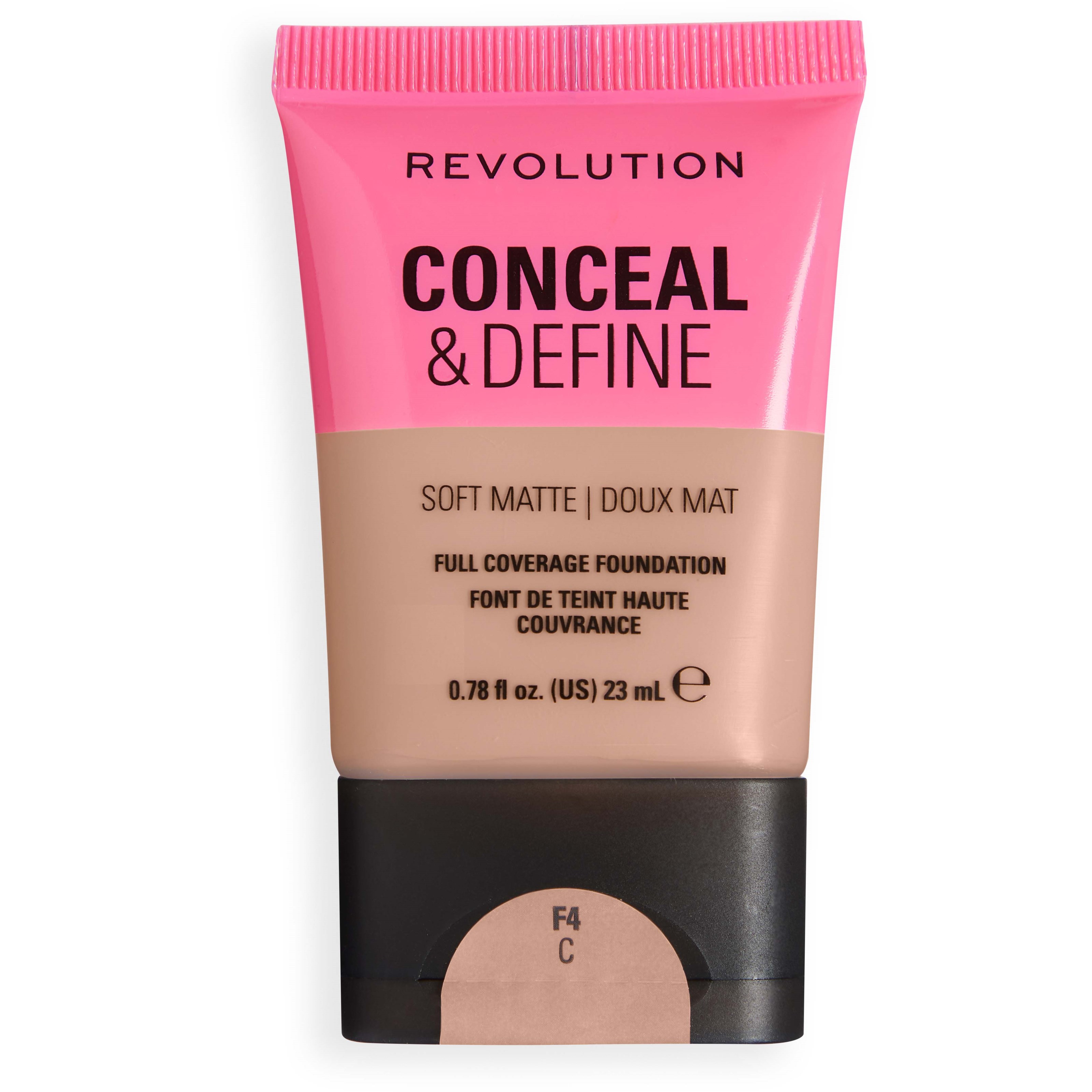Revolution Beauty London Conceal and Define Soft Matte Tube Foundation F4C