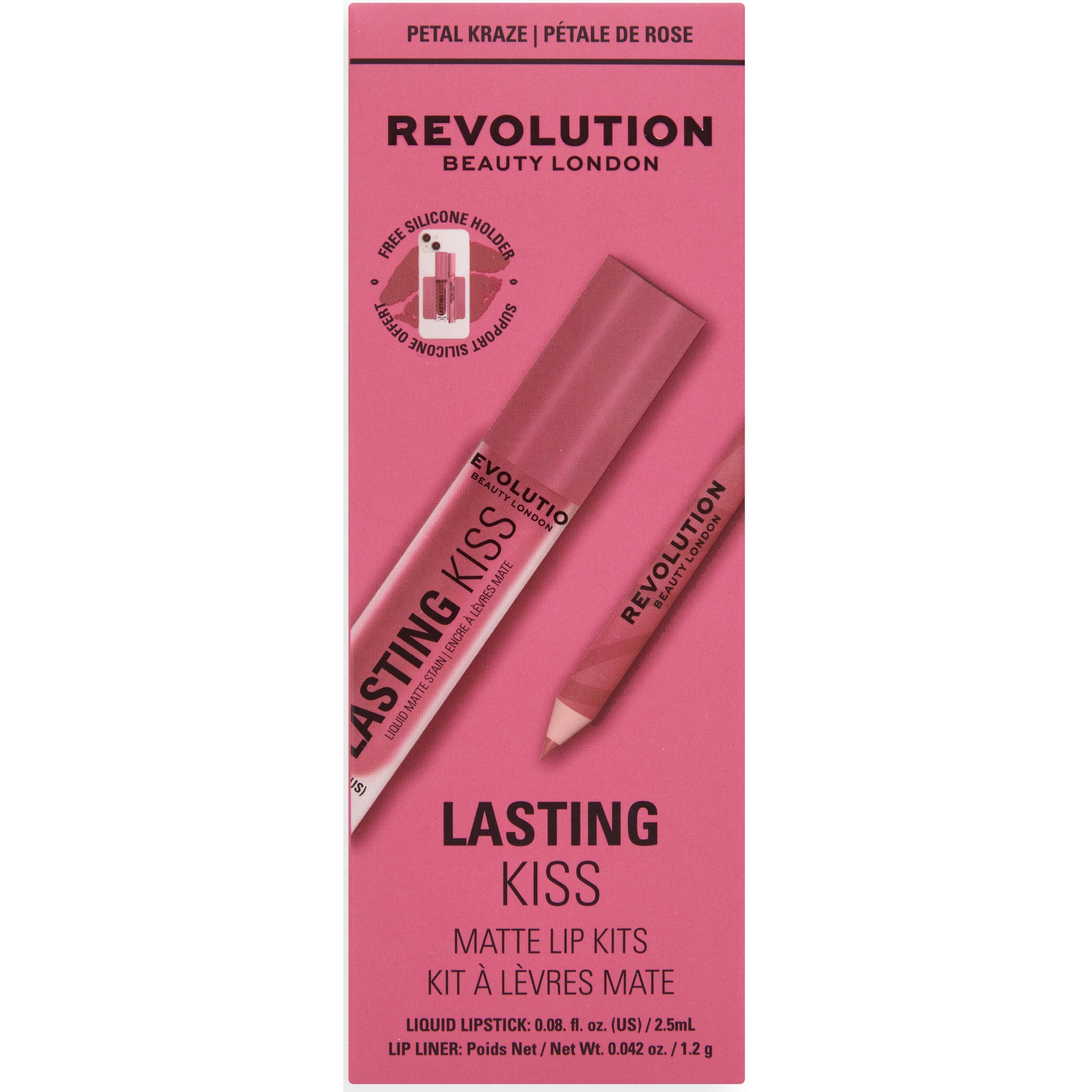 Revolution Beauty London Lasting Kiss Matte Lip Kit Petal Kraze