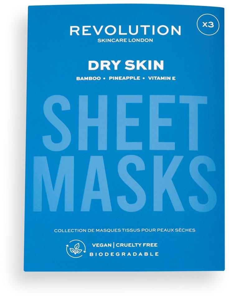 Revolution Skincare Biodegradable Dry Skin Sheet Mask 3 Pack