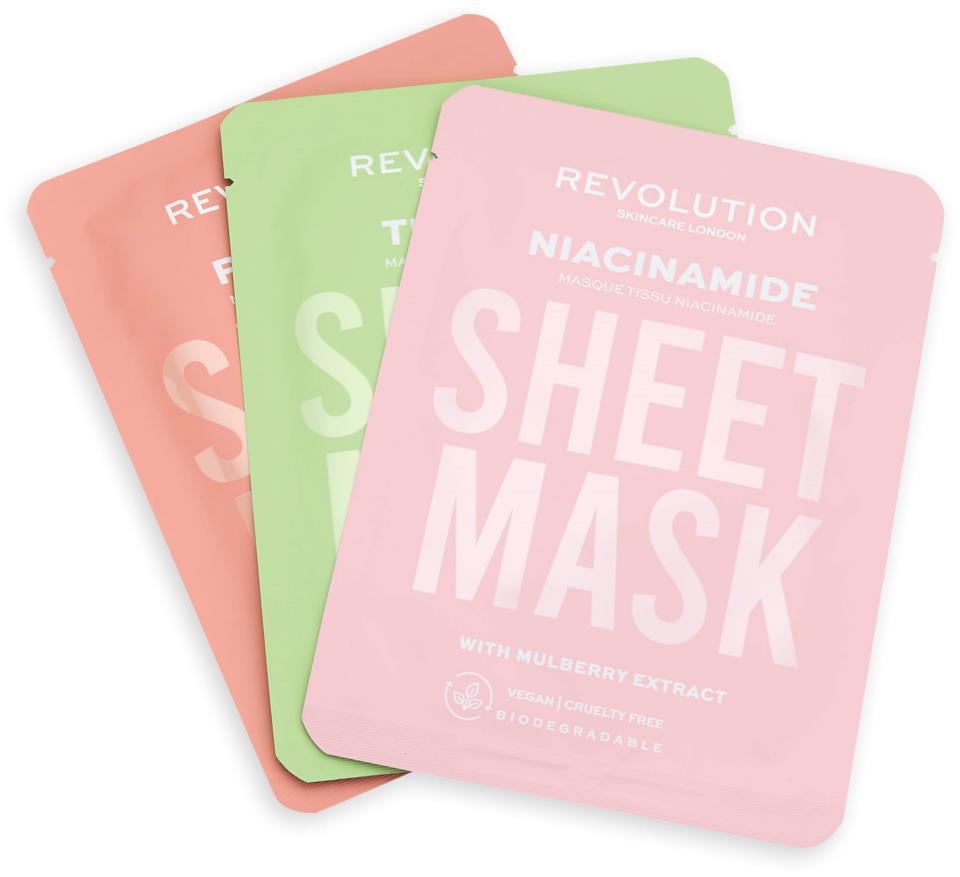 Revolution Skincare Biodegradable Oily Skin Sheet Mask 3 Pack