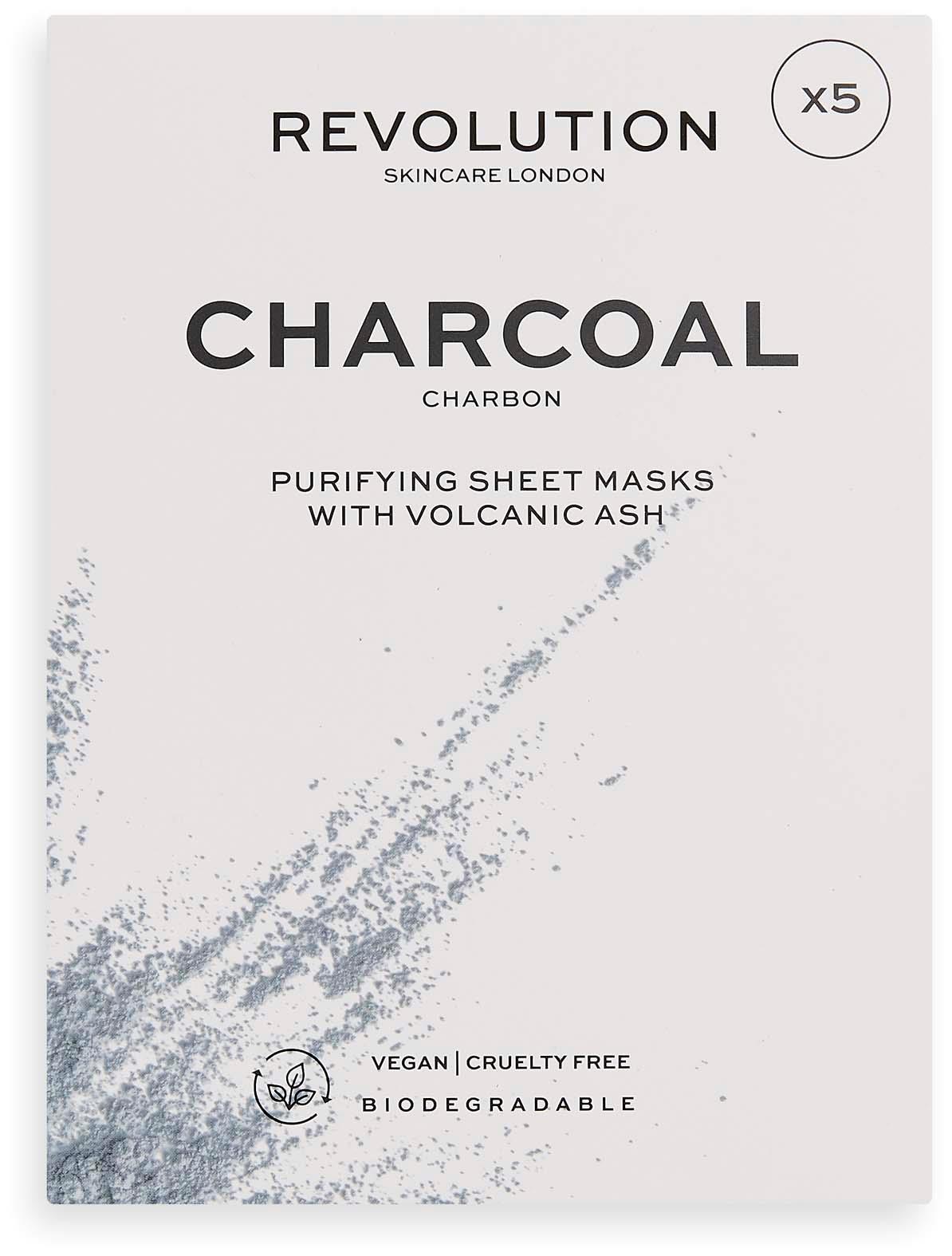 Revolution Beauty London Biodegradable Purifying Charcoal Sheet Mask 5 Pack
