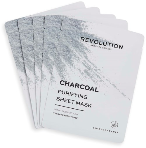 Revolution Beauty London Biodegradable Purifying Charcoal Sheet Mask 5 Pack