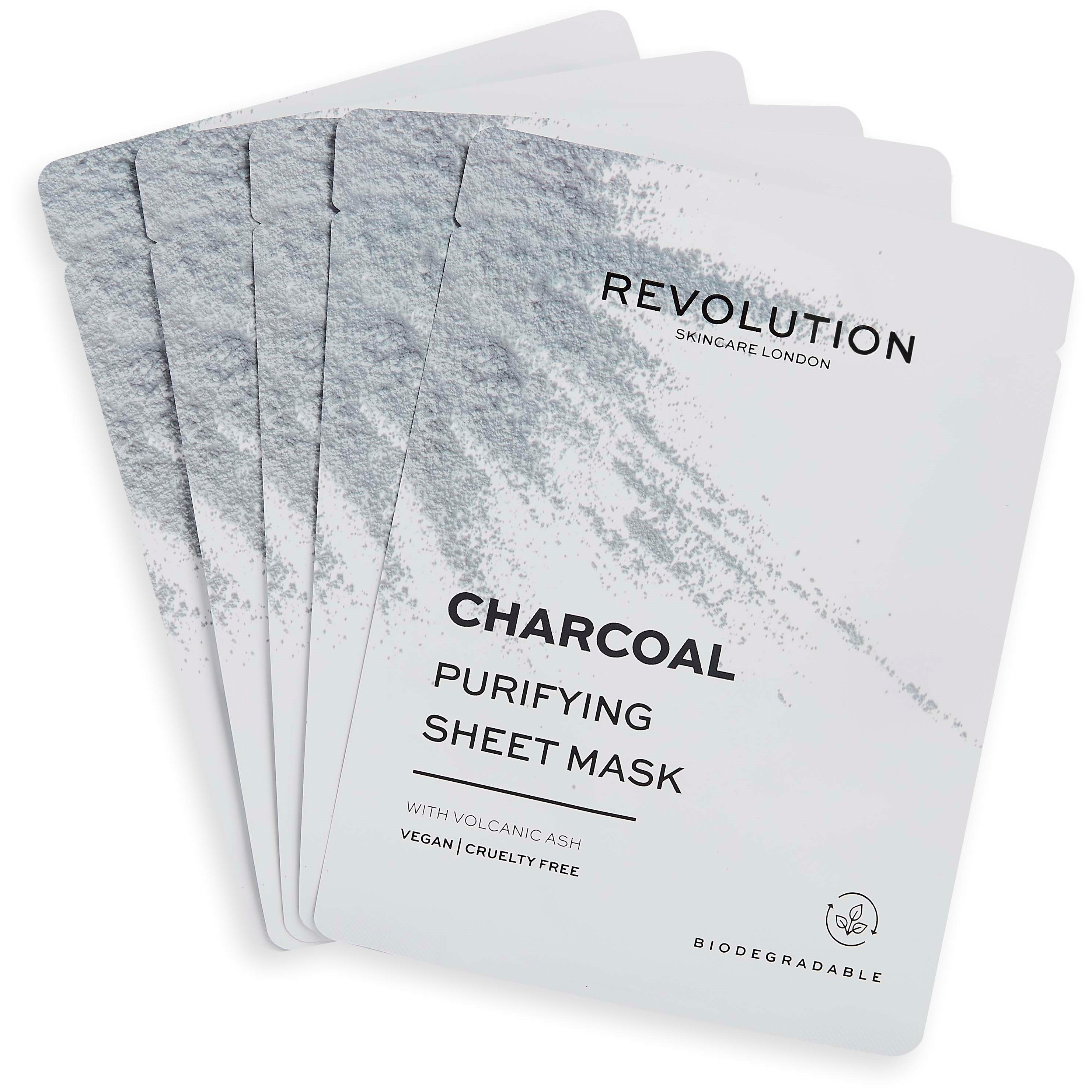 Alternativ bild 1 för Revolution Skincare Biodegradable Purifying Charcoal Sheet Mask 5 Pack