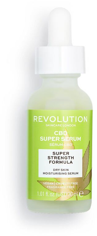 CBD-serum för torr hud, återfuktande, veganskt, cruelty-free, med superkraftsformel.