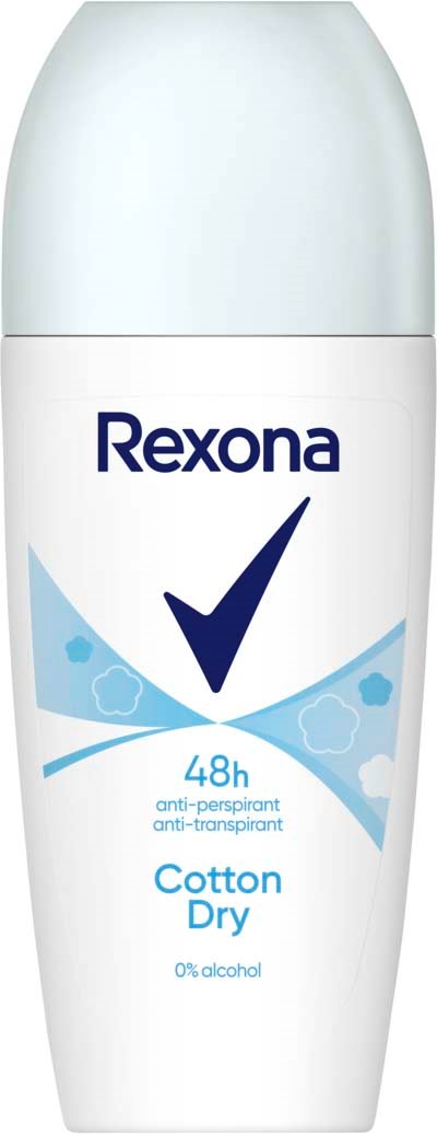 A Rexona deodorant stick with 48 hours protection, cotton dry scent, alcohol-free, and anti-perspirant features.
