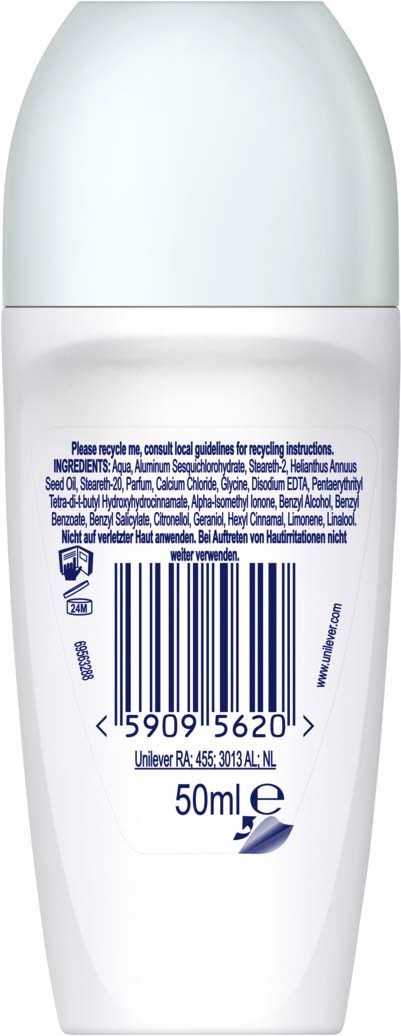 A white bottle with blue text, barcode, and a small logo, containing 50ml liquid product.