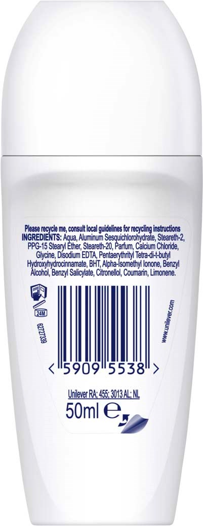 A white bottle with a label showing ingredients, barcode, and 50ml capacity.