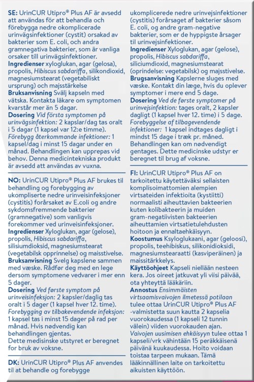 This is a text-based informational notice about a medical treatment, written in multiple languages, explaining usage and recommendations.