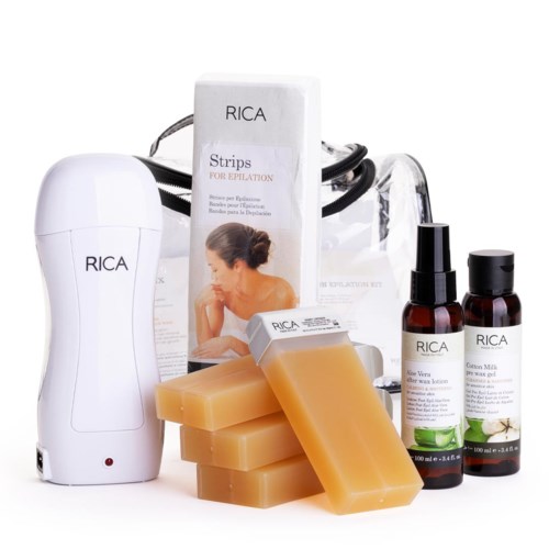 Beauty products including wax strips, chocolates, and skin care bottles are shown.