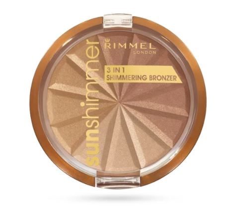 En rund makeup-palett med 12 skimrande bronzer i olika varma nyanser.