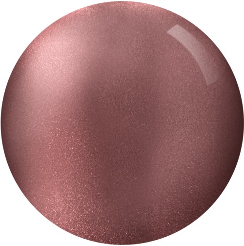 En nära bild av ett glänsande, metalliskt cirkulärt föremål med rosa nyans och slät yta.