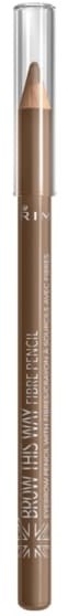 Ein brauner Bleistift mit klarem Deckel, beschriftet mit 'browiq' und 'brow pencil' für Augenbrauen-Make-up.