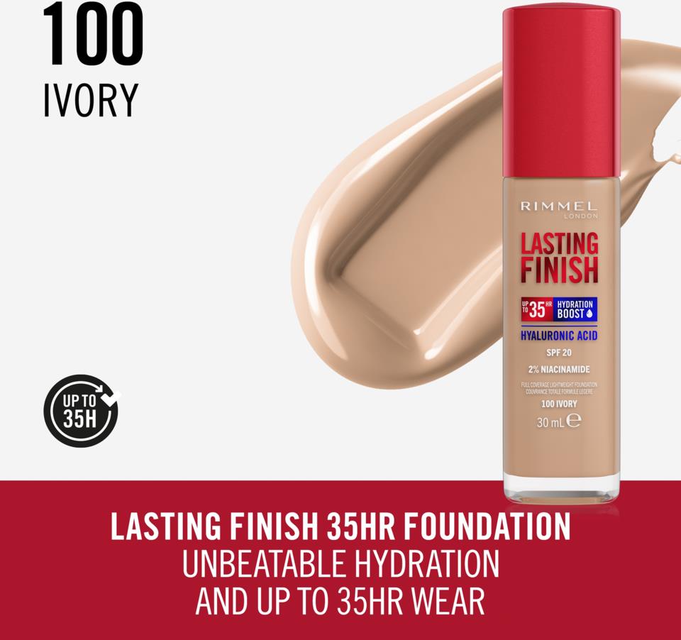 Rimmel Lasting Finish Lasting Finish 35 Hour Foundation 100 Ivory ...