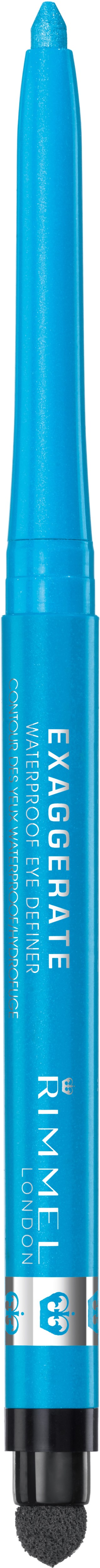 En blå Sharpie-penna med svart spets och vitt text på kroppen, märkt "EXTRAVAGANT" och "FINTYP."