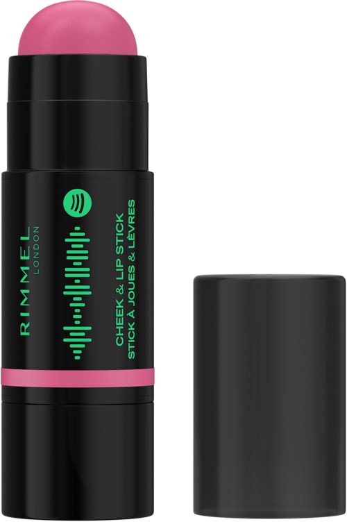 Huultenhoito rasvapuna mustassa putkissa, pinkki yläosa, Rimmel Londonilta.