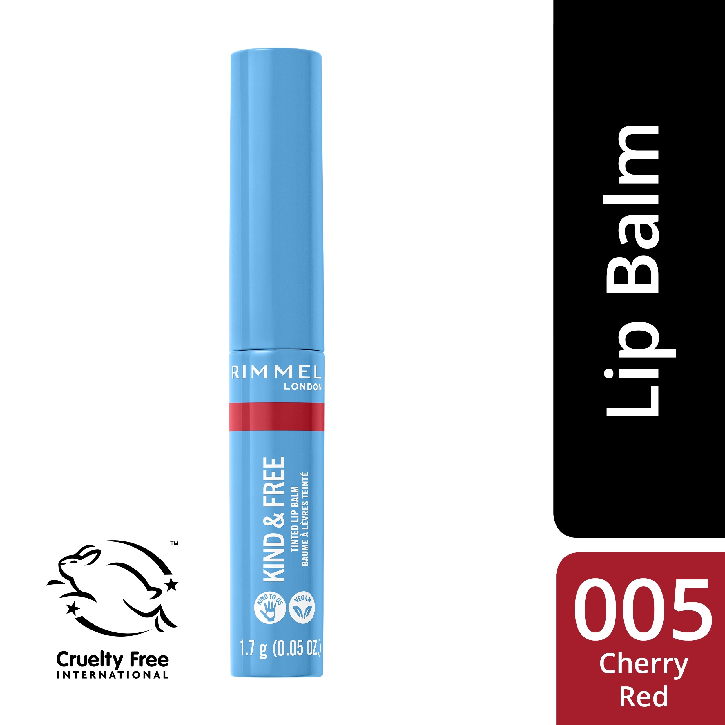 Alternativ bild 1 för Rimmel Kind & Free Lip Balm 005 Cherry Red