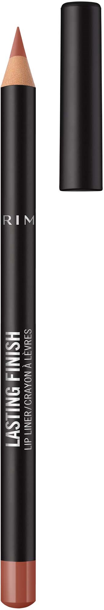 En svart blyant med hette, merket "Lasting Finish" og "Luminous Color Lipgloss".