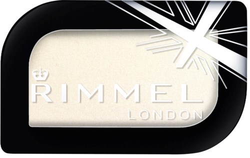 Det är en logotyp med svarta och vita färger, ordet 'RIMMEL' och en stjärnströmsdesign.