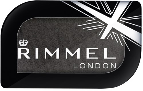En logo med texten "RIMMEL LONDON" och en grafik av fyrverkerier eller gnistor på en svart bakgrund.