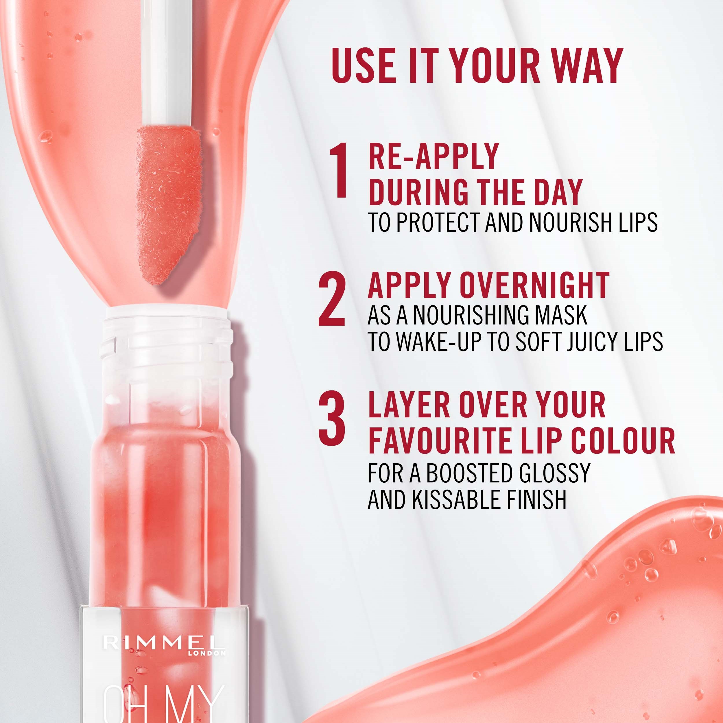 Rimmel Oh My Gloss! Lip Oil Lip Gloss 001 Pink Flush (obrázok 6)