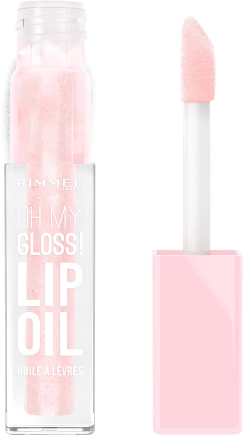 Pink leppestift i en klar tube med en hvit og rosa applikator.
