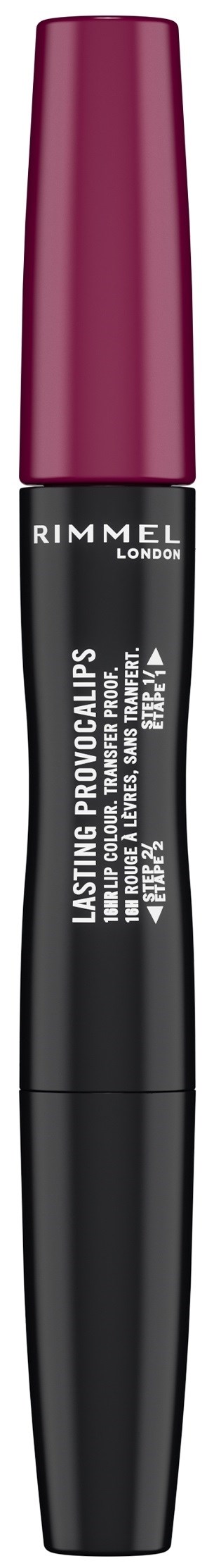 En svart och rosa tub med Rimmel London mascara med vitt text, stående upprätt.
