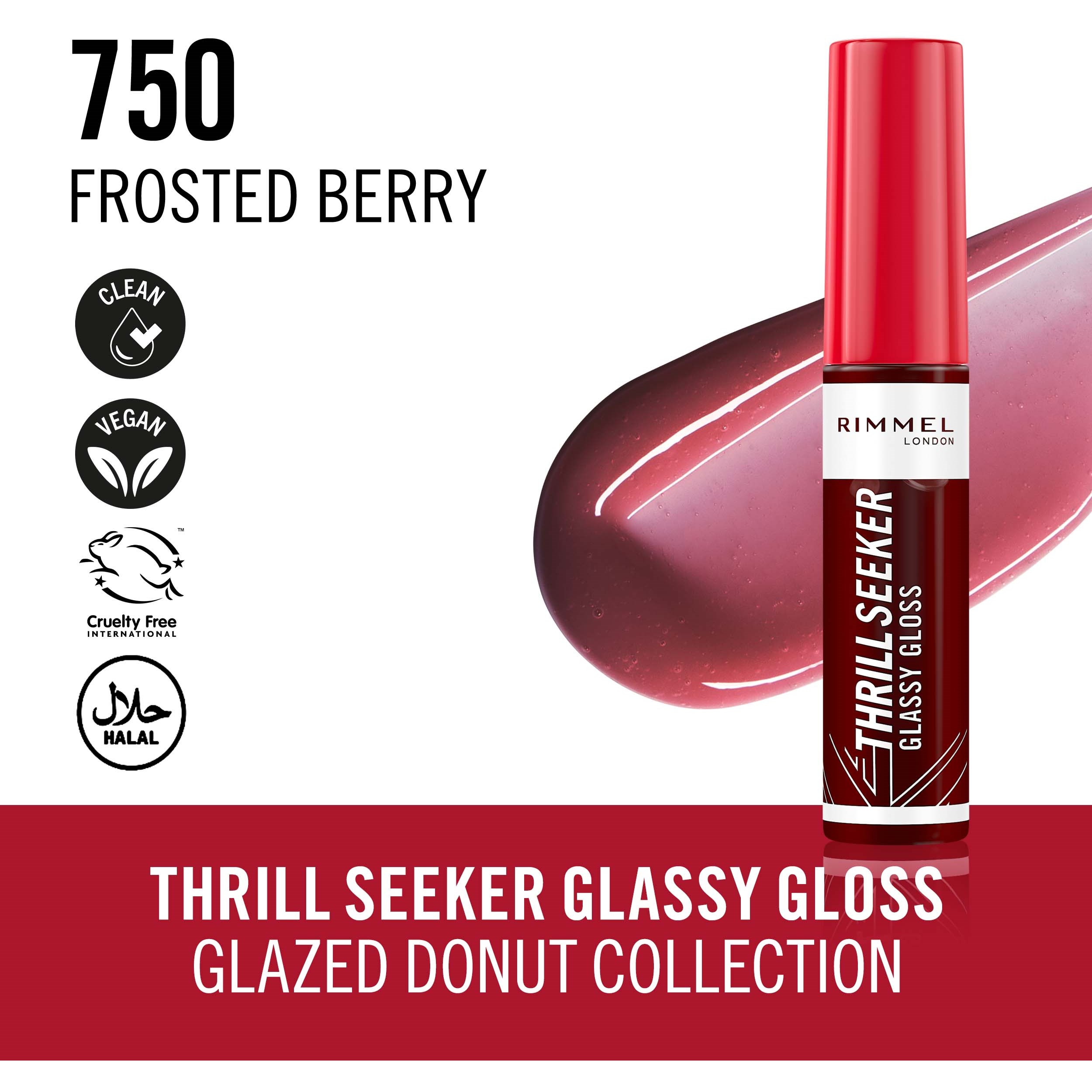 Alternativ bild 1 för Rimmel London Thrill Seeker Glassy Gloss 750 Frosted Berry 10 ml