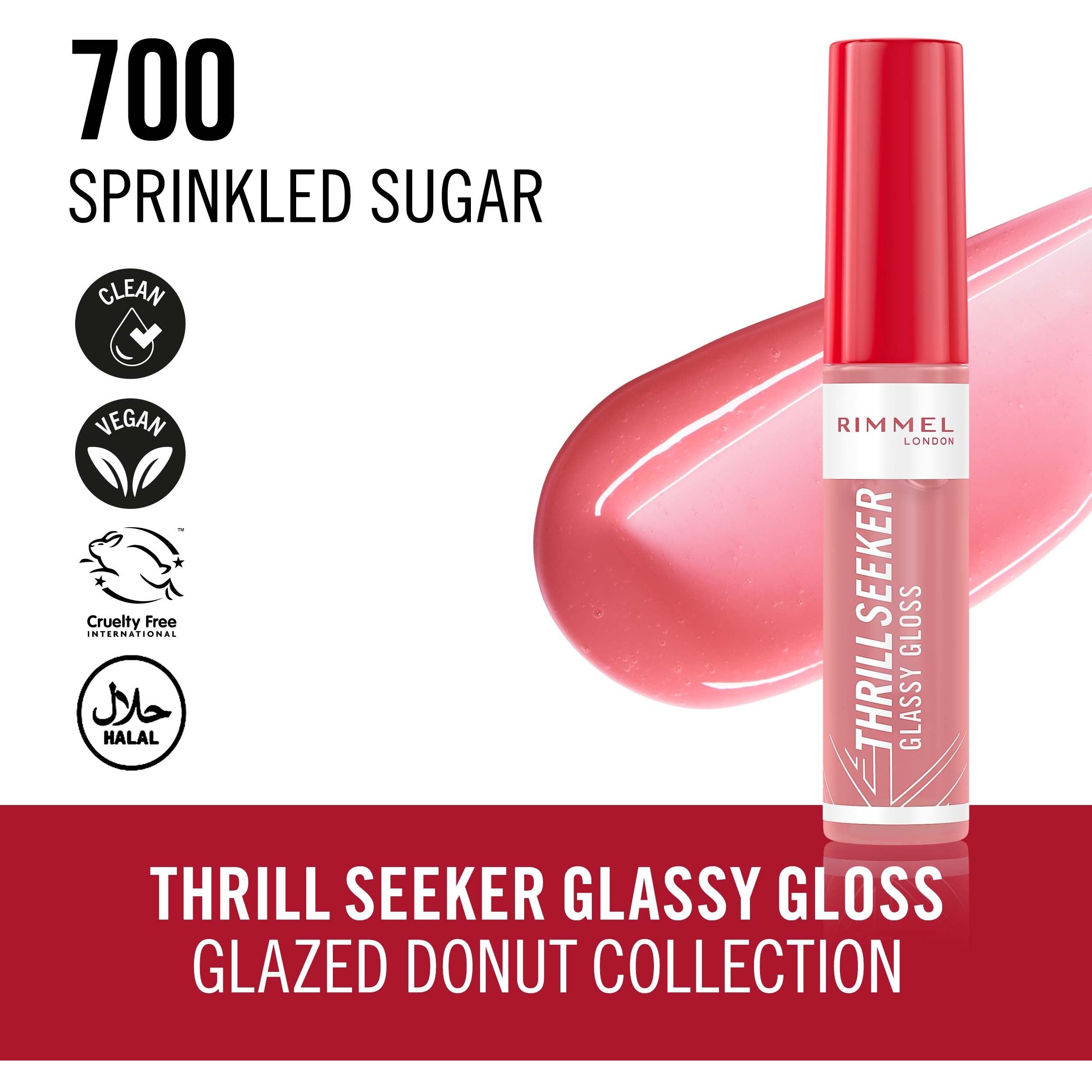 Alternativ bild 1 för Rimmel London Thrill Seeker Glassy Gloss 700 Sprinkled Sugar 10 m