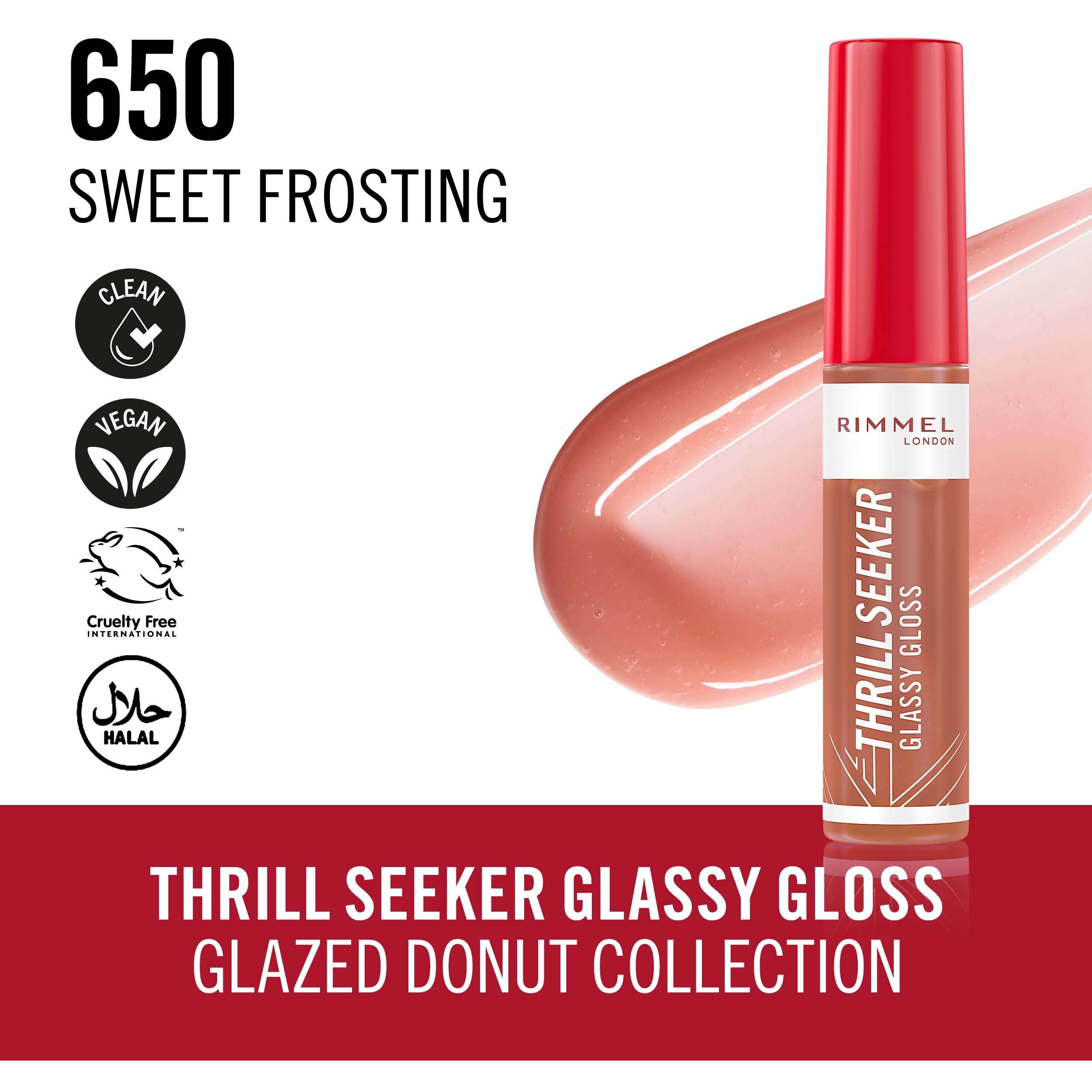 Alternativ bild 1 för Rimmel London Thrill Seeker Glassy Gloss 650 Sweet Frosting 10 ml