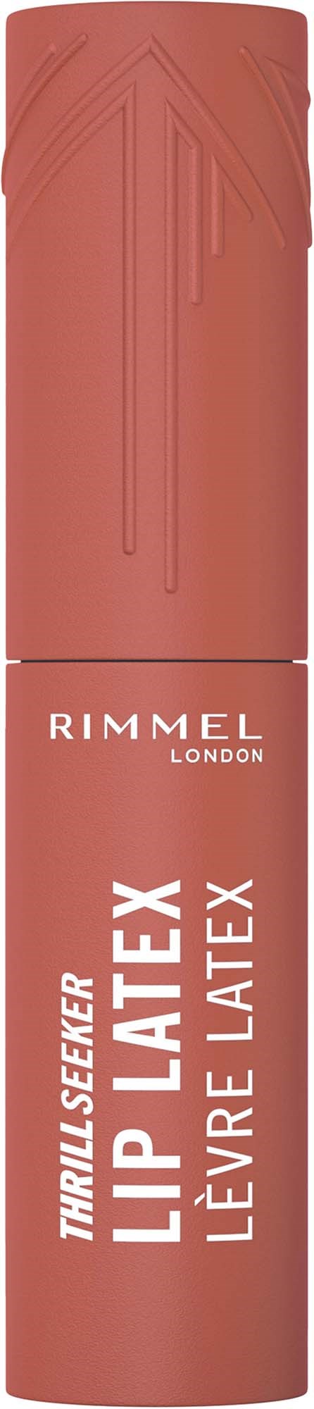 Rimmel London błyszczyk do ust w różowym kolorze z brandingiem i nazwą produktu.