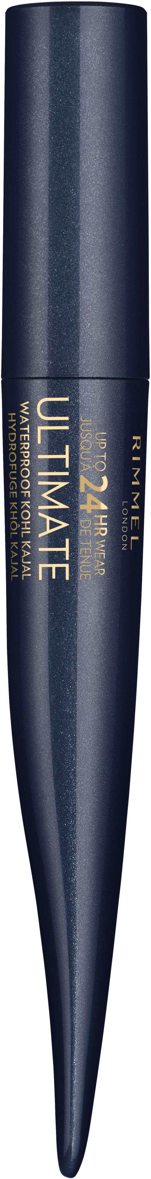 Ein schwarzes, röhrenförmiges Make-up-Produkt mit goldener und weißer Schrift, beschriftet "ULTIMATE 24H".