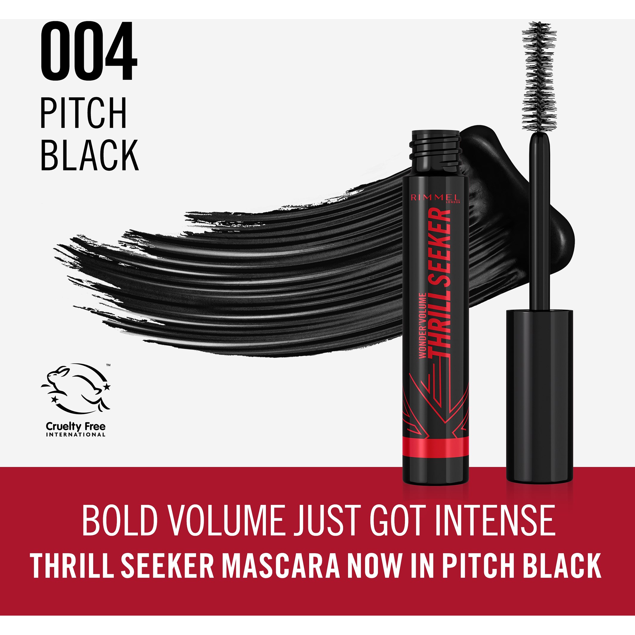 Alternativ bild 1 för Rimmel Volume Thrill Seeker Mascara 004 Pitch Black