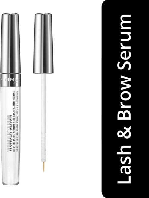 Lusikkavalmisteen ripsi- ja kulserium putkilossa, harjaosalla, hopeanvärinen korkki ja musta etiketti. Teksti lukee Lash & Brow Serum.
