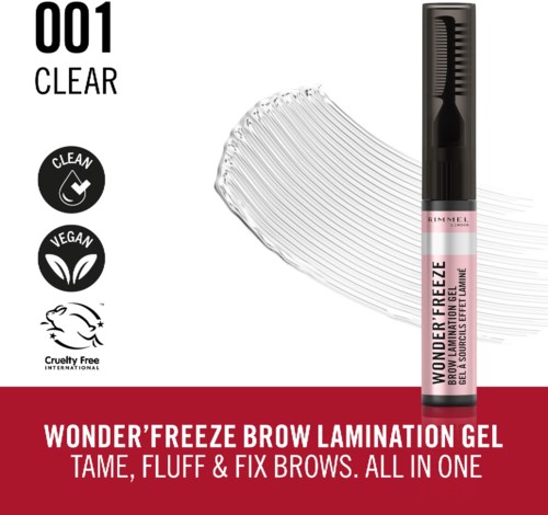 Rimmel Wonder'Freeze kulmakar gingen, kirkas, vegaaninen, eläinystävällinen. Mukana harja kulmien korjaamiseen.