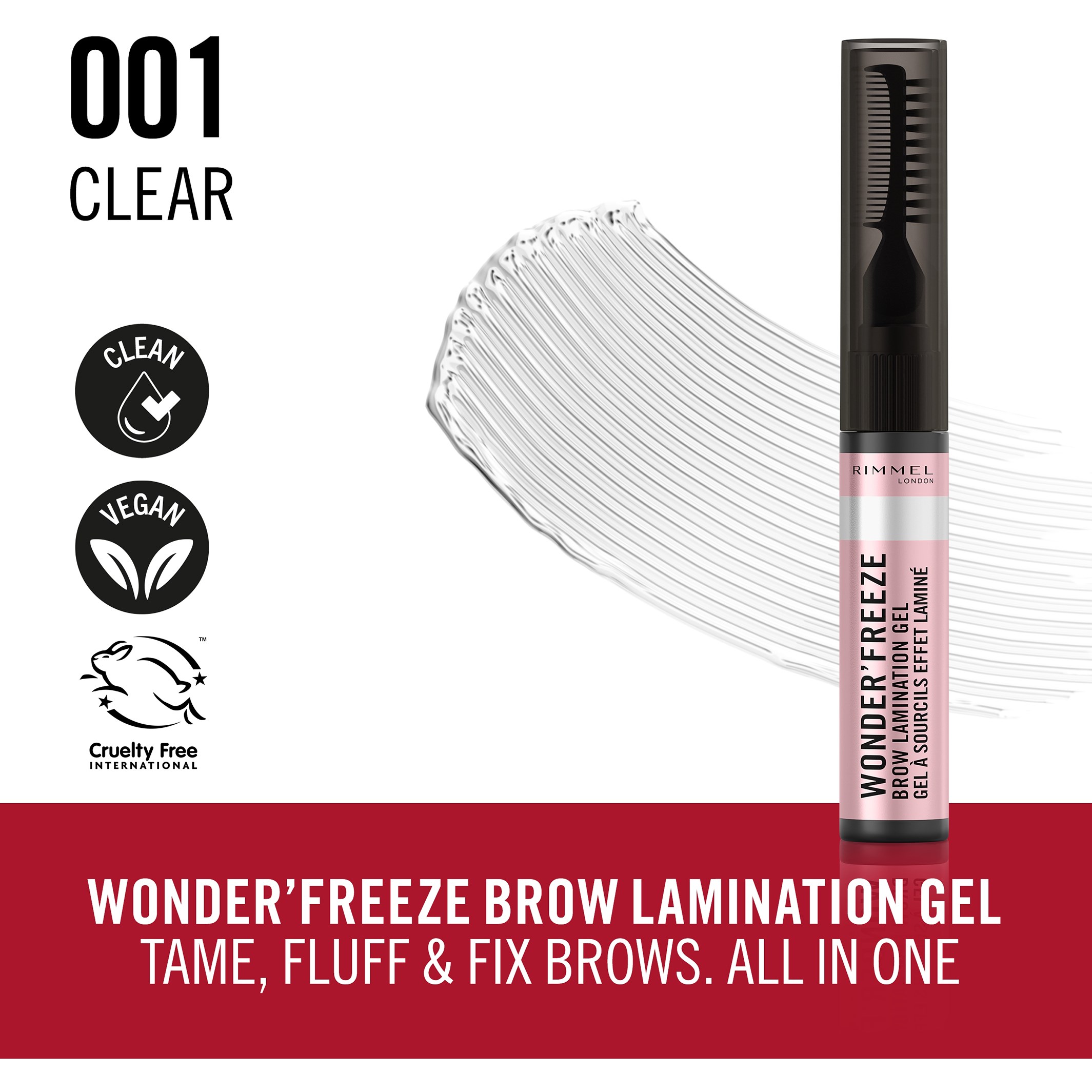 Alternativ bild 1 för Rimmel Wonder Freeze Brow Lamination Gel 001 Clear