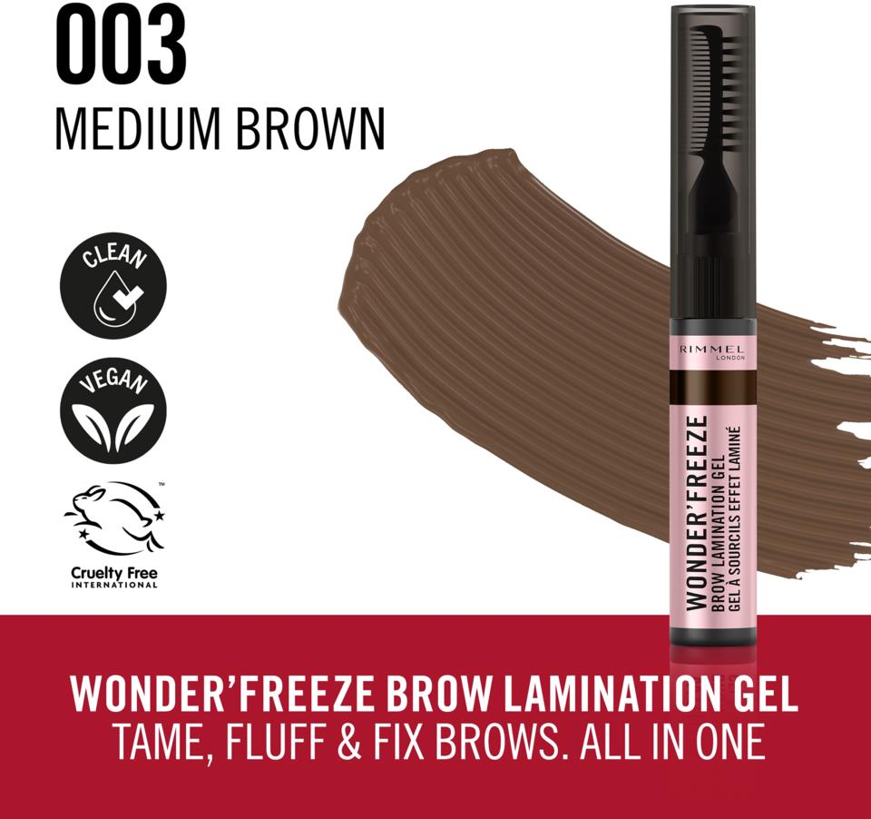 Rimmel Wonder Freeze Brow Lamination Gel 003 Medium Brown 6g