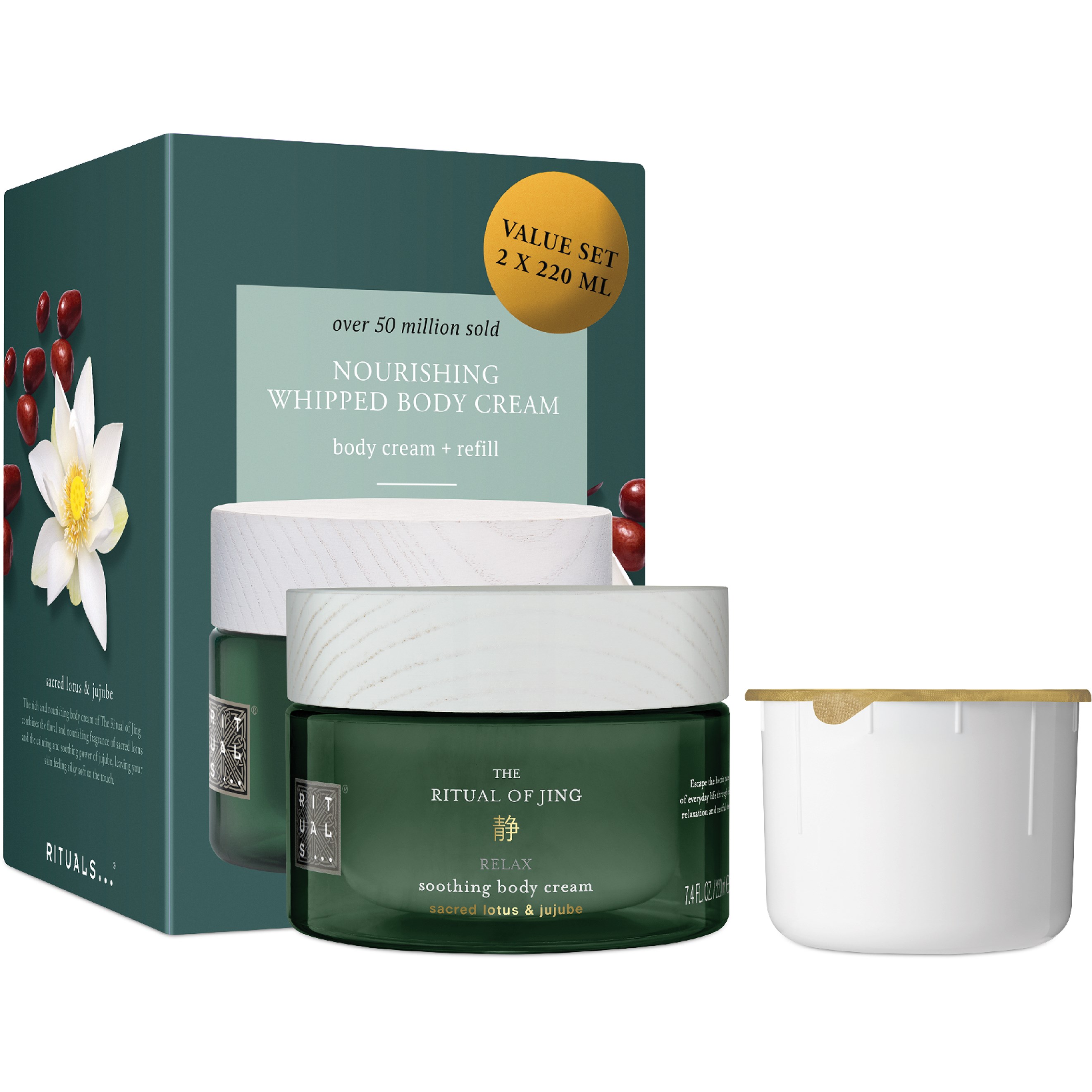 Rituals The Ritual of Jing Body Cream + Refill Pack 2×220 g