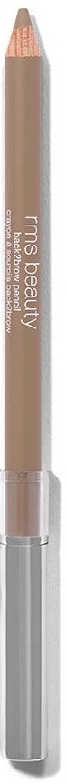 A beige eyebrow pencil with a silver cap and a sharpened tip.