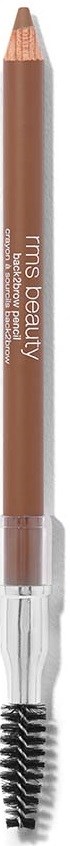 A brown cosmetic pencil with a clear cap and a black spoolie brush at the end.