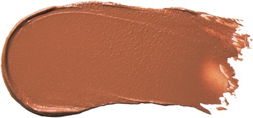 A brush stroke of brown makeup or foundation on a black background.