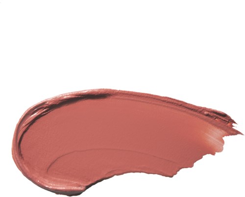 A pinkish makeup or cosmetic product with a curved application on a white background.