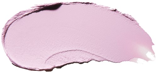 A pink cosmetic cream spread with a textured, uneven edge on a white background.
